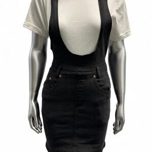 vintage black denim overall dress